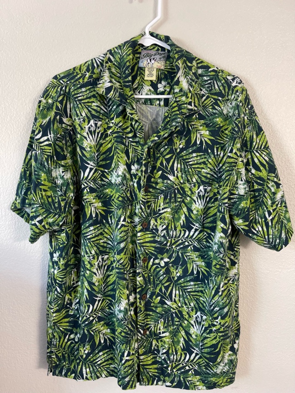 Big Dog Tropical green Hawaiian Print button Shirt